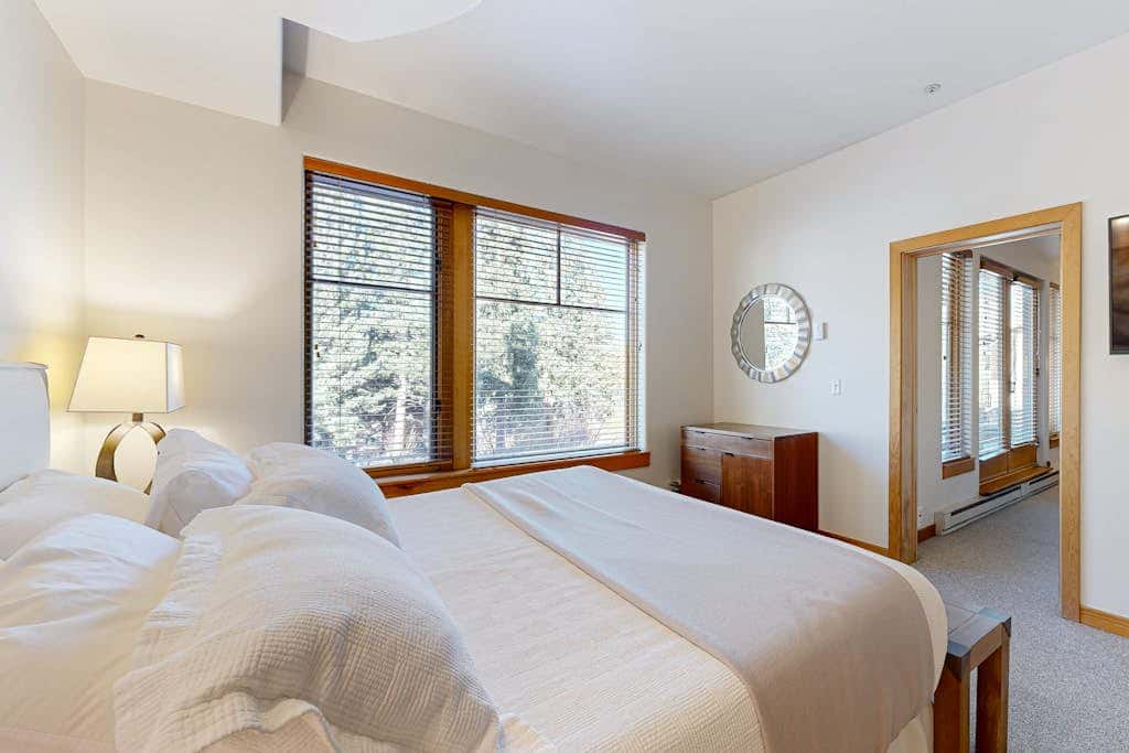 True ski-in - ski-out at Solitude Resort Creekside with view of Apex lift