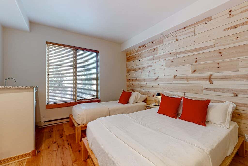 True ski-in - ski-out at Solitude Resort Creekside with view of Apex lift