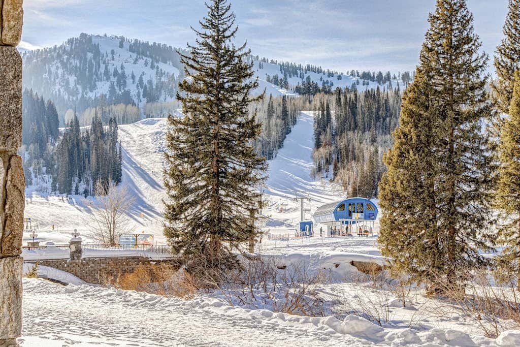 True ski-in - ski-out at Solitude Resort Creekside with view of Apex lift