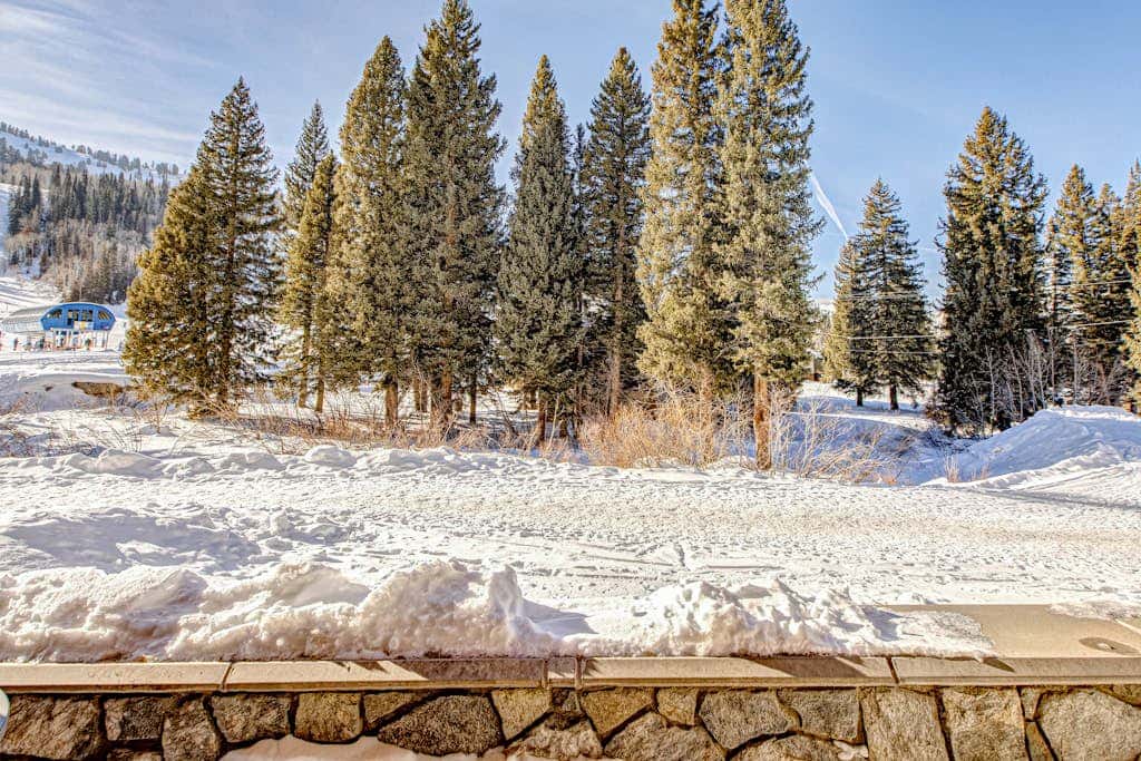 True ski-in - ski-out at Solitude Resort Creekside with view of Apex lift