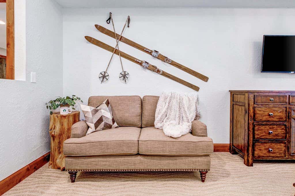 Luxury Deer Valley condo featuring a private hot tub and cozy stone fireplace.