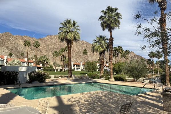 Relax in this 2BR/2.5BA home in La Quinta overlooking a peaceful pond near PGA West Golf Course.