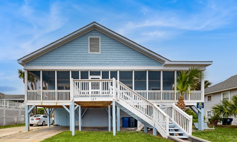 Upgraded, Ocean View Home w/ Deck, Screened Porch & WiFi - Steps to the Beach