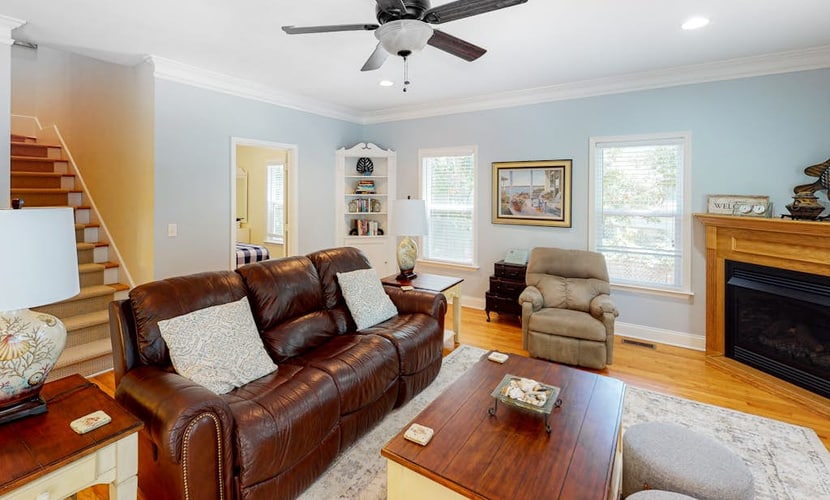 Sun-kissed home with AC, fireplace & W/D - short drive to the beach