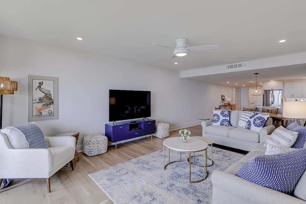 Beachfront escape with pools, hot tub, athletic courts, WD, and central AC