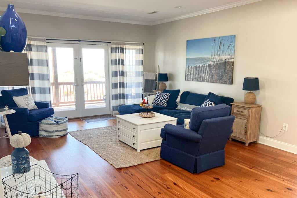 Second-row beach house with ocean views, central AC, & washer/dryer