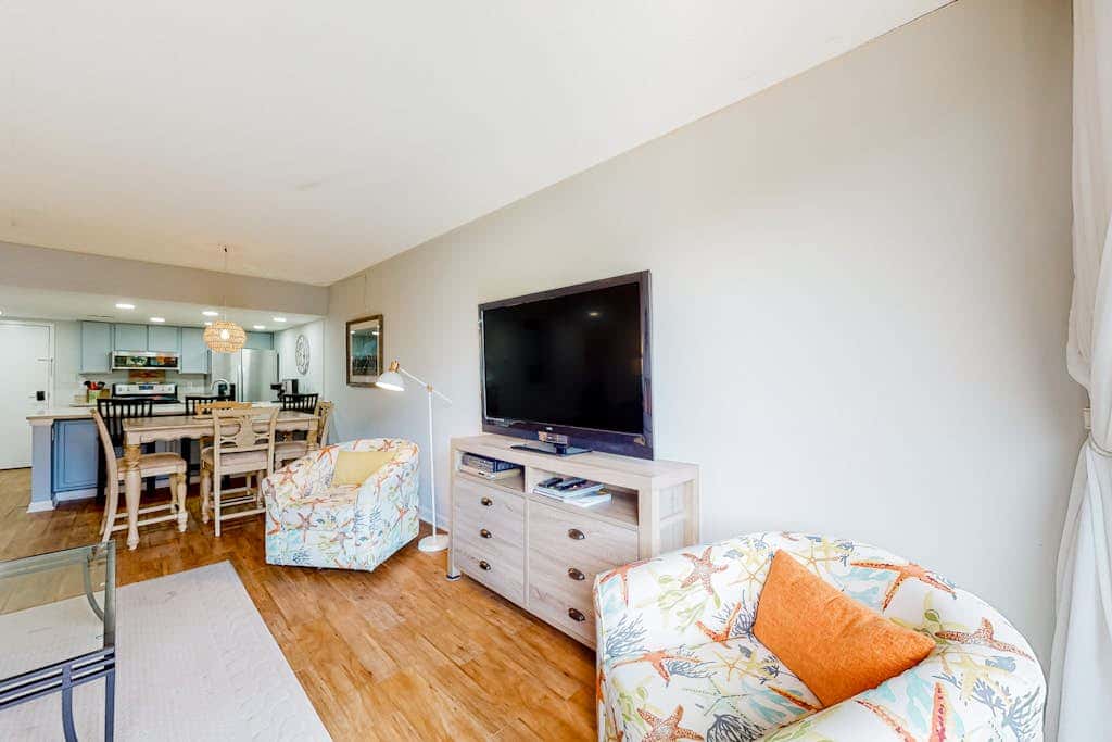 Dog friendly coastal condo  water views, balcony, WD, & AC
