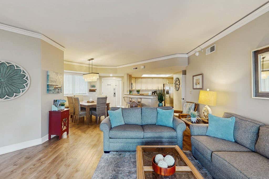 Spacious updated oceanfront condo with shared pools,  hot tub & beach access