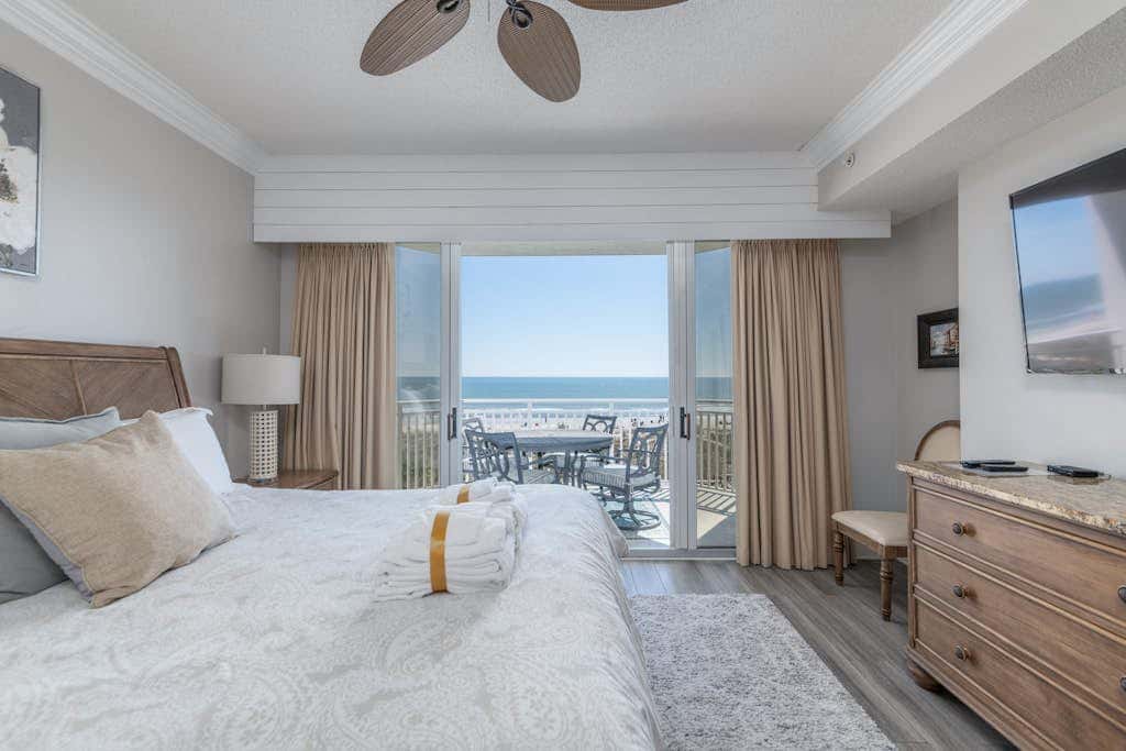 Panoramic direct oceanfront view condo with pool, hot tub, gym & steps to beach