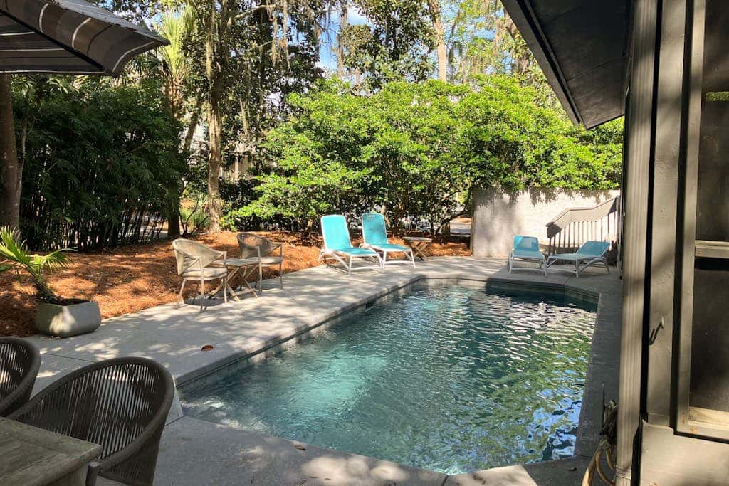 Fully Renovated Sea Pines Home w Private Pool Six Rows from the Water  Dogs OK