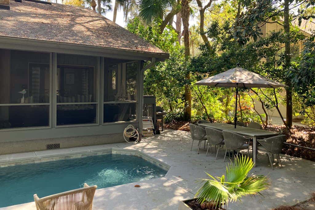 Fully Renovated Sea Pines Home w Private Pool Six Rows from the Water  Dogs OK
