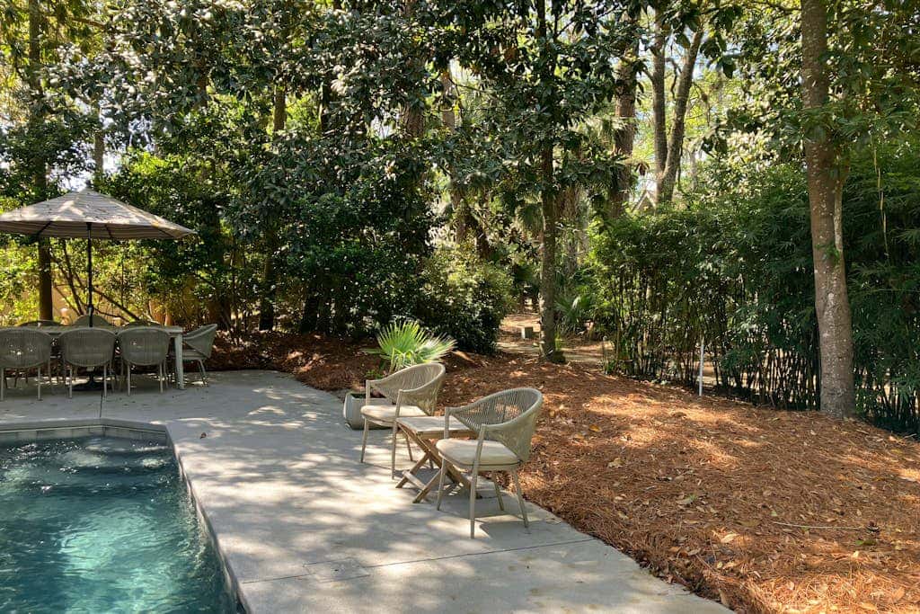 Fully Renovated Sea Pines Home w Private Pool Six Rows from the Water  Dogs OK