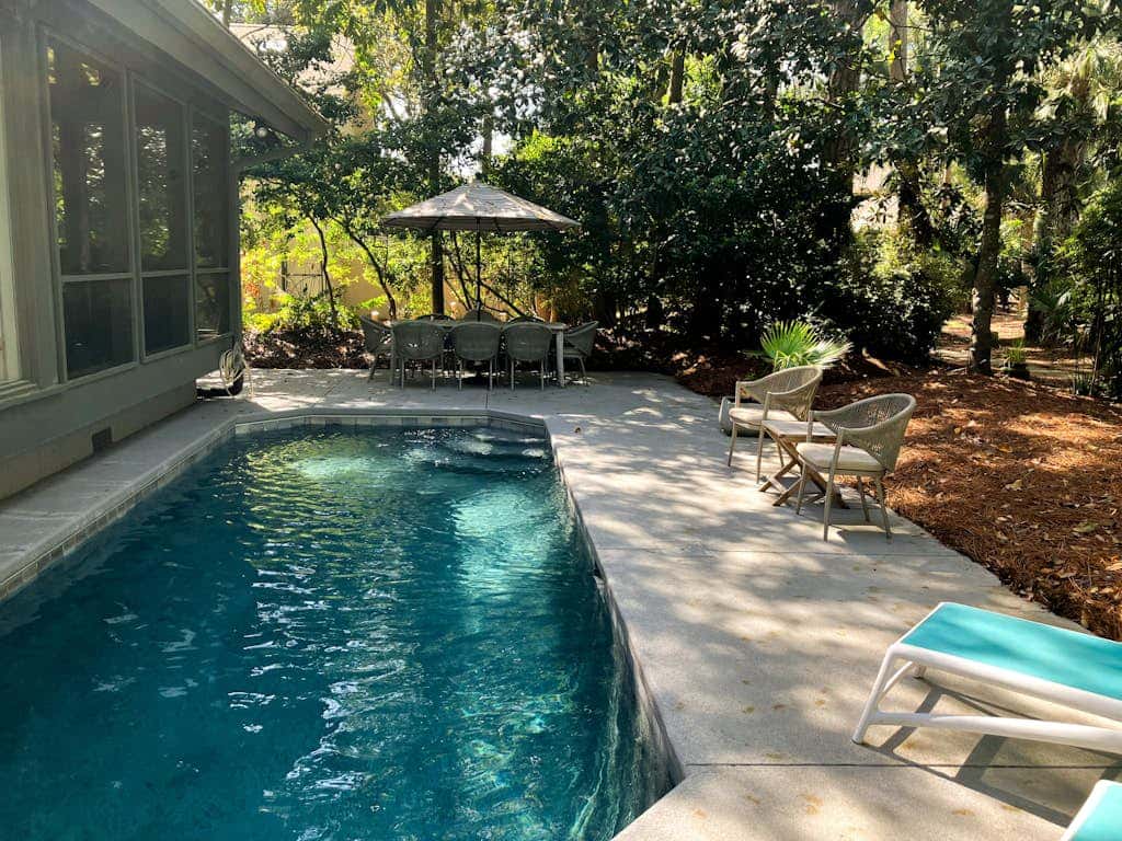 Fully Renovated Sea Pines Home w Private Pool Six Rows from the Water  Dogs OK