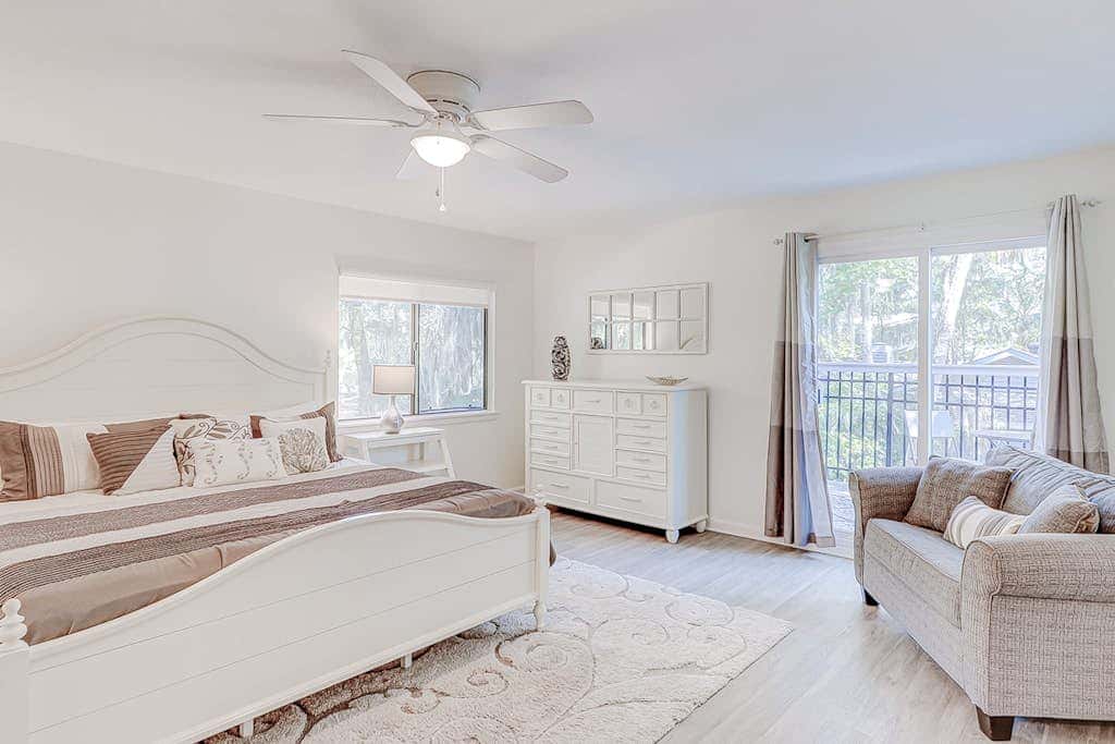 Dog friendly home with an enclosed yard, pool deck, & private pool