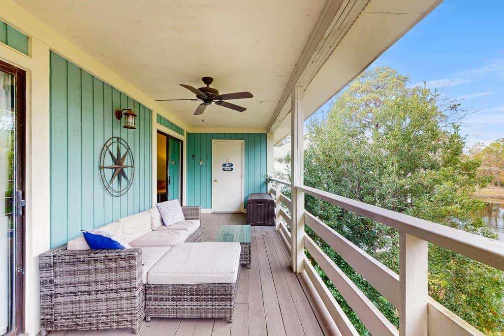 Coastal Chic Poolside Home w Large Balcony, Lagoon Views & Beach Access