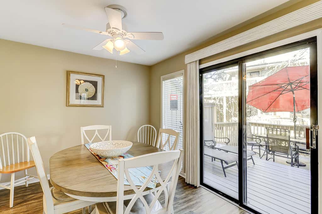Relaxing First Floor Condo  Walk to Beach Spacious Deck Remote Work Setup 