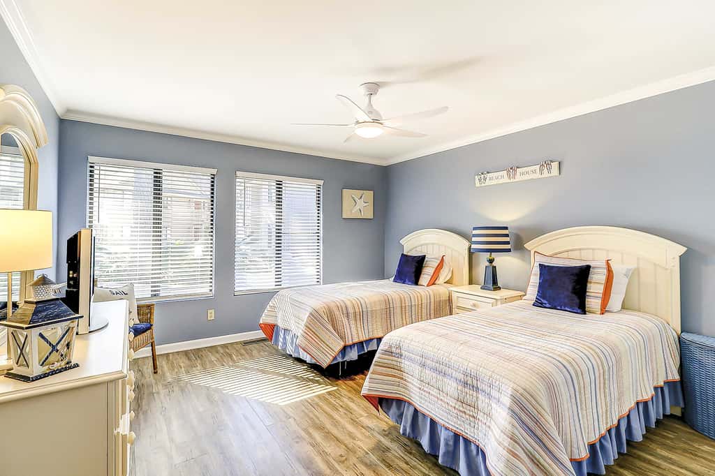 Relaxing First Floor Condo  Walk to Beach Spacious Deck Remote Work Setup 