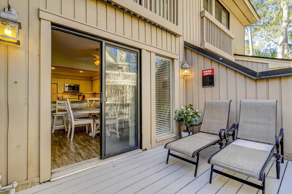 Relaxing First Floor Condo  Walk to Beach Spacious Deck Remote Work Setup 