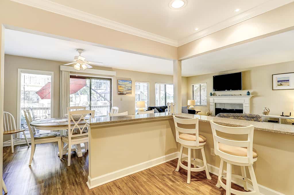 Relaxing First Floor Condo  Walk to Beach Spacious Deck Remote Work Setup 