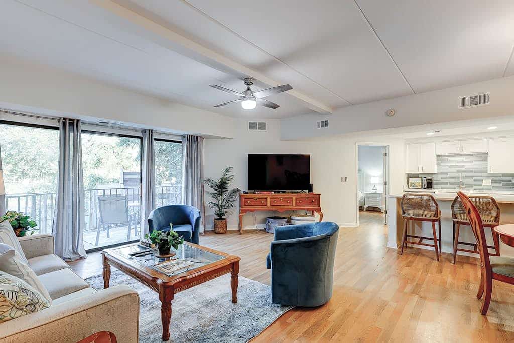 Cozy condo with tennis, pool, beach access, & private furnished balcony