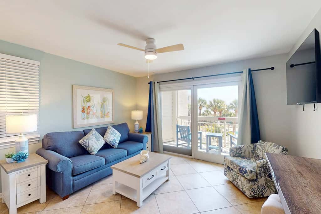 Beach-view condo in oceanfront complex with outdoor pool, beach access & balcony