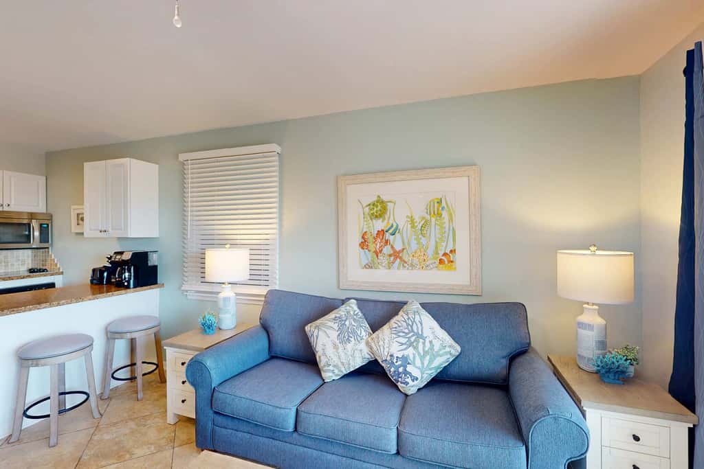 Beach-view condo in oceanfront complex with outdoor pool, beach access & balcony