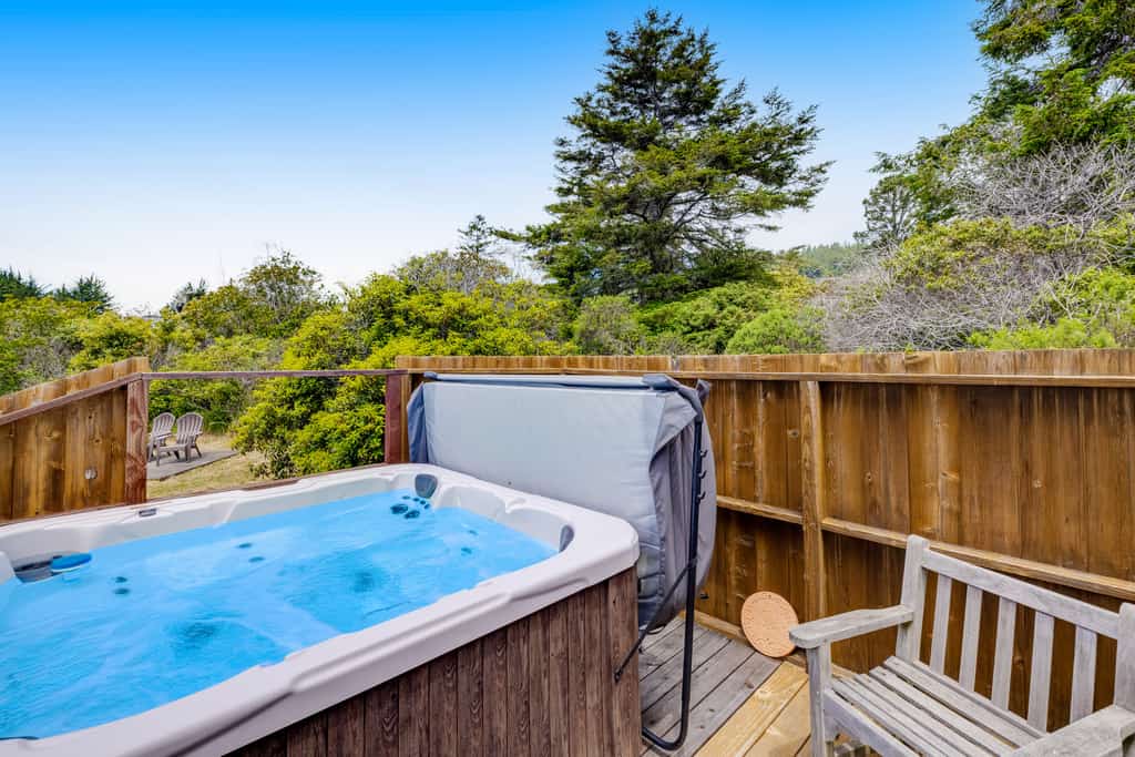 Your deck doubles as a whale-watching station during migration season at this ocean-view retreat. Soak in the hot tub as the sun dips below the Pacific. Step outside to a deck overlooking the ocean. Room for 4 in this 2-bedroom home. Just a 11-minute walk to Shell Beach tidepools. Your front door opens to Sea Ranch's 50 miles of trails and the wild Sonoma Coast. Morning coffee tastes different when the view is the Pacific -- and it never gets old.