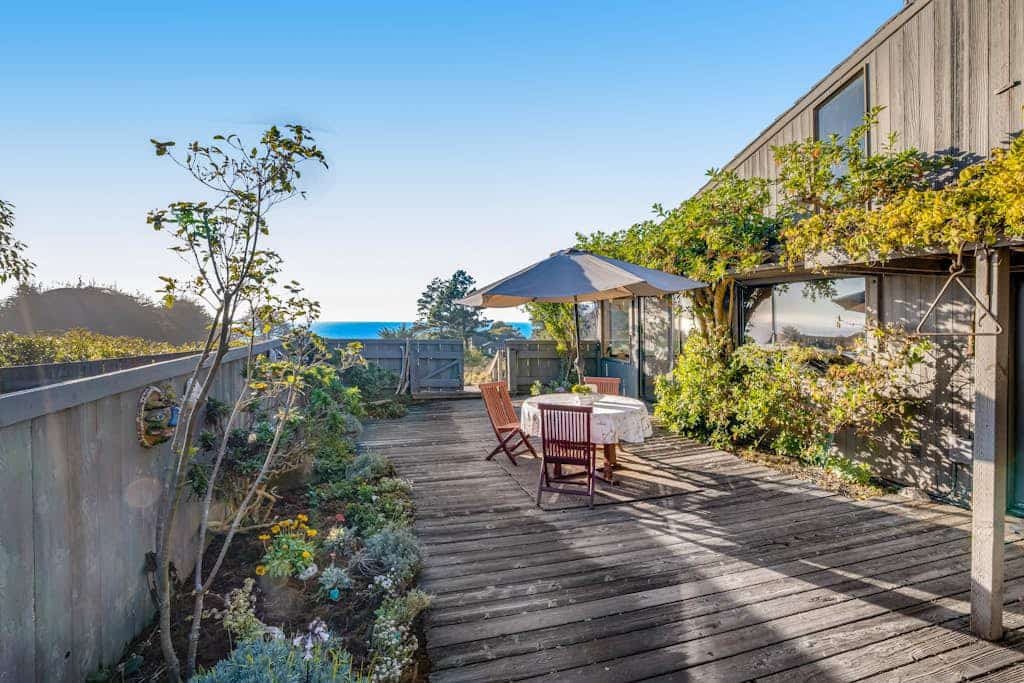 Wake to ocean views and the call of seabirds in this light-filled coastal home. End the day in your private hot tub with the ocean as your soundtrack. Bring your pup -- dogs love the bluff trails here. Room for 6 in this 3-bedroom home. Sea Ranch community pools, tennis courts, and the Lodge are nearby. Architecture, nature, and the Pacific -- Sea Ranch has it all. Step outside and the Pacific stretches before you -- this is the Sonoma Coast at its most dramatic.