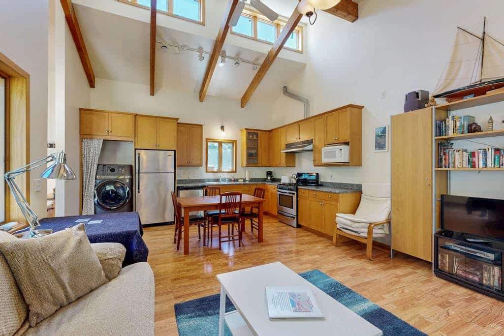 Tucked into a grove of towering redwoods on California's wild Sonoma Coast. Bring your pup -- dogs love the bluff trails here. Curl up by the fireplace after a day exploring coastal trails. Your deck opens onto a private pocket of coastal nature. Room for 3 in this 1-bedroom home. Just a 7-minute walk to the heated community pool. The scent of redwood and salt air mingles on the breeze -- you know you're on the Sonoma Coast.