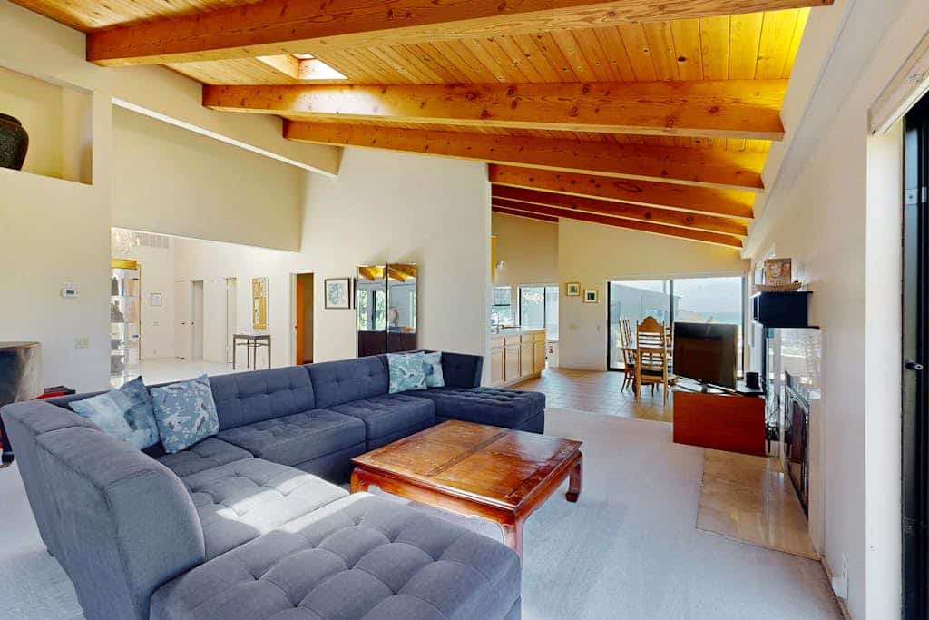 Your deck doubles as a whale-watching station during migration season at this ocean-view retreat. Your deck is a front-row seat to the Pacific. Room for 6 in this 2-bedroom home. Near the heated community pool. Your front door opens to Sea Ranch's 50 miles of trails and the wild Sonoma Coast. Morning coffee tastes different when the view is the Pacific -- and it never gets old. Summer fog burns off by midday, leaving warm afternoons perfect for trail hikes and tidepooling.