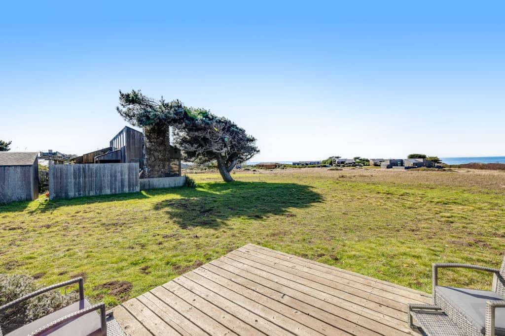 Your deck doubles as a whale-watching station during migration season at this ocean-view retreat. Soak in the hot tub as the sun dips below the Pacific. Bring your pup -- dogs love the bluff trails here. Room for 8 in this 3-bedroom home. Sea Ranch community pools, tennis courts, and the Lodge are nearby. Whale watching, sunset hikes, and starlit skies -- the coast is calling. The light here shifts by the hour -- silver mornings, gold afternoons, pink-and-orange sunsets.