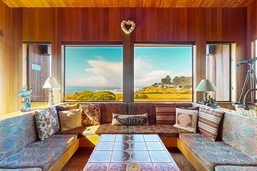 Perched on the bluffs where the Sonoma Coast meets the sky, this home delivers drama. Your deck is a front-row seat to the Pacific. Warm up in the community sauna after a brisk beach walk. Room for 4 in this 2-bedroom home. Just a 9-minute walk to Shell Beach tidepools. Leave the city behind -- the only agenda here is yours. The ever-changing ocean light fills the home, from golden mornings to fiery sunsets. Clear autumn nights here deliver some of the best stargazing on the California coast.