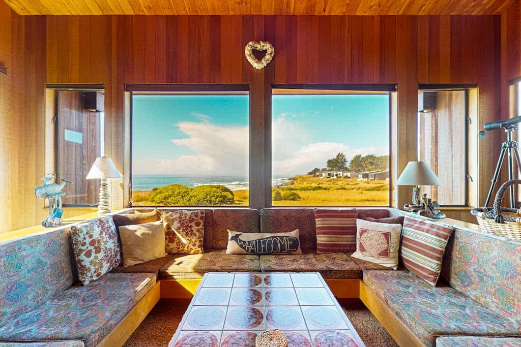 Perched on the bluffs where the Sonoma Coast meets the sky, this home delivers drama. Your deck is a front-row seat to the Pacific. Warm up in the community sauna after a brisk beach walk. Room for 4 in this 2-bedroom home. Just a 9-minute walk to Shell Beach tidepools. Leave the city behind -- the only agenda here is yours. The ever-changing ocean light fills the home, from golden mornings to fiery sunsets. Clear autumn nights here deliver some of the best stargazing on the California coast.