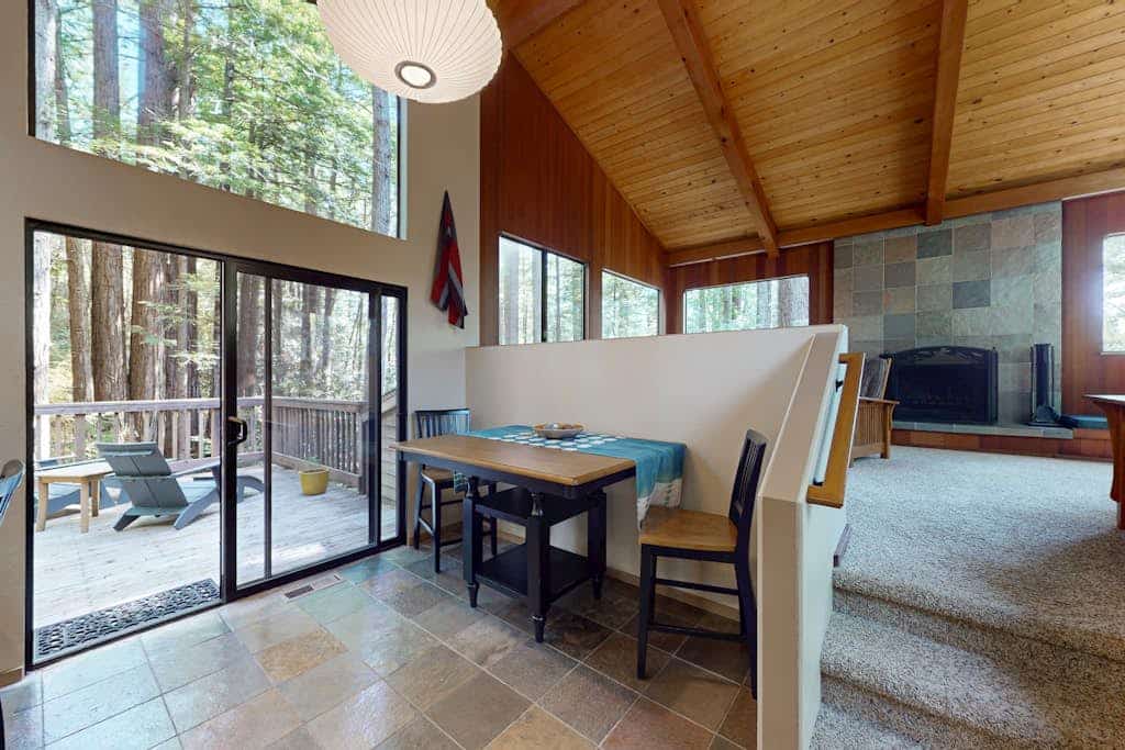 Unwind in this peaceful Sea Ranch retreat. A warm fire and forest views anchor cozy evenings in. Step outside to the deck. Room for 4 in this 2-bedroom home. Near the Sea Ranch Lodge. Leave the city behind -- the only agenda here is yours. At low tide, the rock shelves reveal a hidden world of anemones, crabs, and starfish. Morning fog and afternoon sun create a rhythm you'll settle into by day two.
