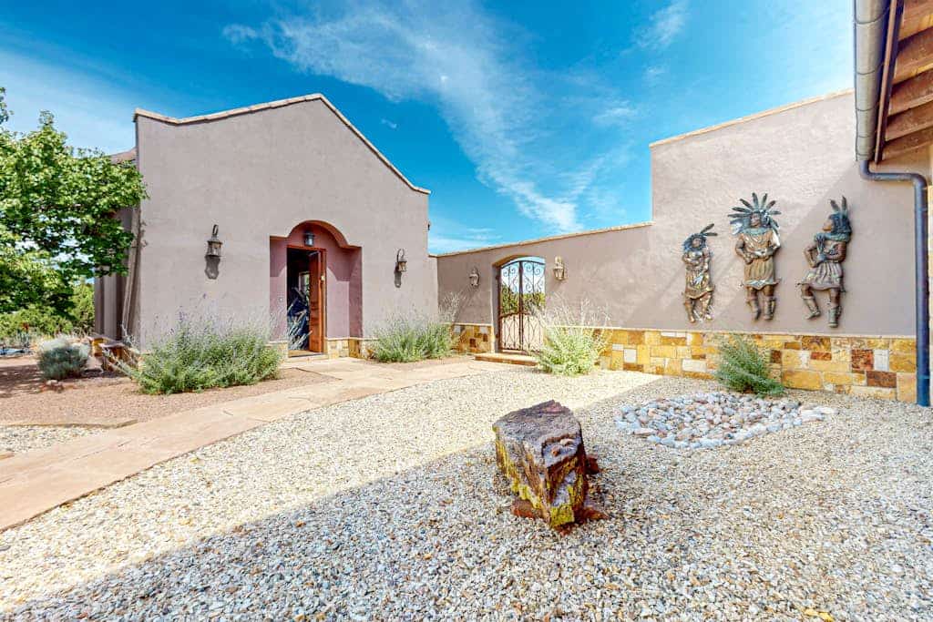 Treat yourself and your family to a much-deserved escapade at this splendid guest home! Settled on 67 private acres just south of the Eldorado at Santa Fe area, this single-level retreat provides the perfect environment to relax and unwind. Enjoy unforgettable views of the Galisteo Basin, private trail access, and upscale outdoor living that will make your New Mexico vacation truly memorable.