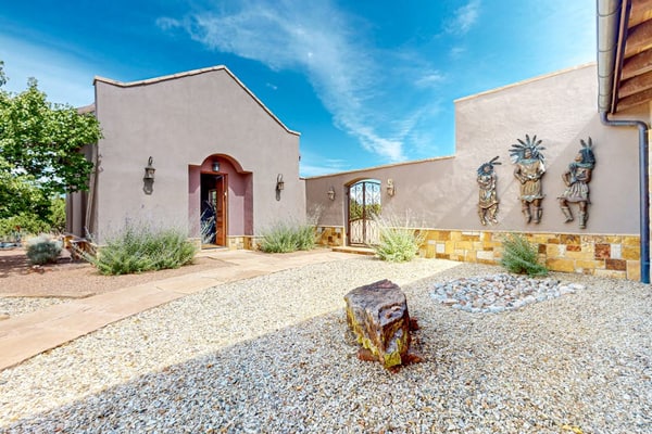 Treat yourself and your family to a much-deserved escapade at this splendid guest home! Settled on 67 private acres just south of the Eldorado at Santa Fe area, this single-level retreat provides the perfect environment to relax and unwind. Enjoy unforgettable views of the Galisteo Basin, private trail access, and upscale outdoor living that will make your New Mexico vacation truly memorable.