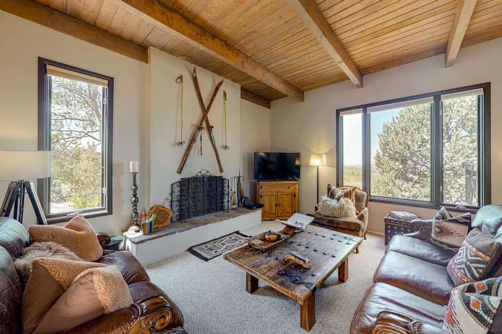 Discover the best of Santa Fe at Casa Celestial, a peaceful mountain retreat nestled in the foothills just minutes from the Plaza and Ski Basin. Surrounded by nature on a private one-acre lot, this home offers a warm and inviting space to relax, reconnect, and enjoy the outdoors. With open living areas, a cozy fireplace, a fully equipped kitchen, and scenic outdoor spaces, it’s perfect for both adventure and downtime in every season.