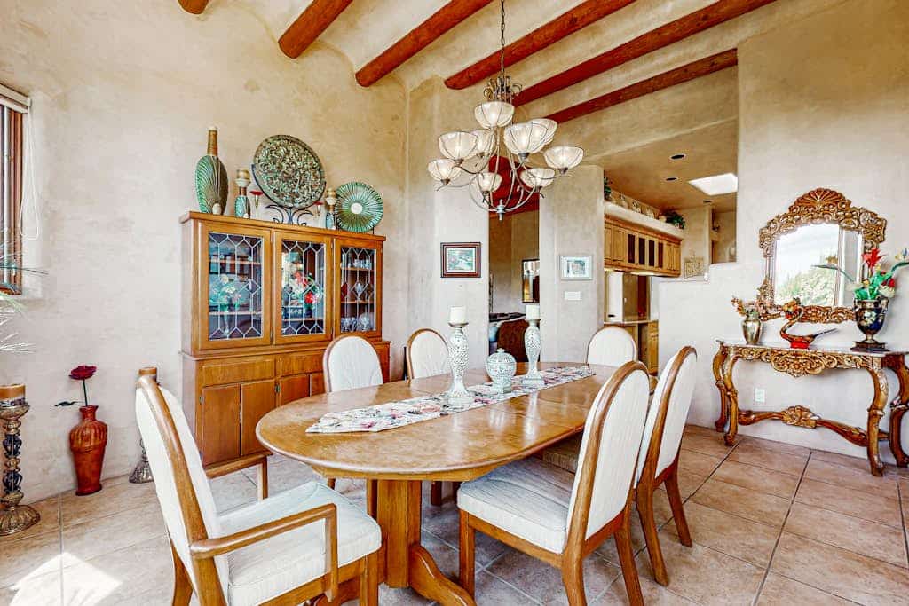 <b> Mountain-View Magic </b>

Perched at the foothills of the Sangre de Cristo Mountains, this elegant estate offers a front-row seat to Santa Fe’s famous painted skies. Sip your morning coffee in the secluded courtyard or host a sunset dinner on the wraparound patio with sweeping alpine vistas. With three private suites and a chef’s kitchen, this home is designed for those who want the peace of the mountains just 10 minutes from the heartbeat of the Plaza.
