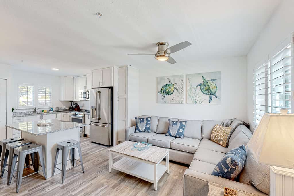 Modern waterfront condo with pool, shared dock - snowbird-friendly