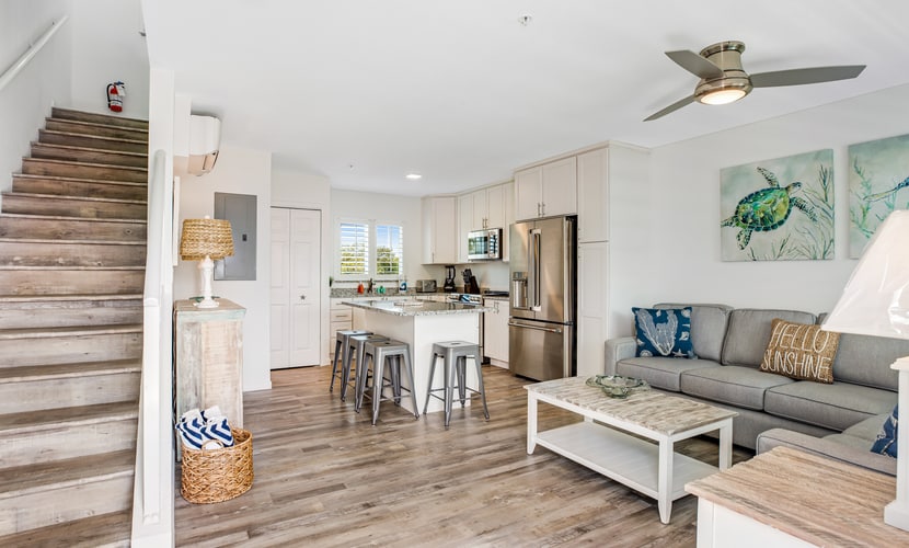 Inviting oceanfront condo with shared pool, dock, and great neighborhood