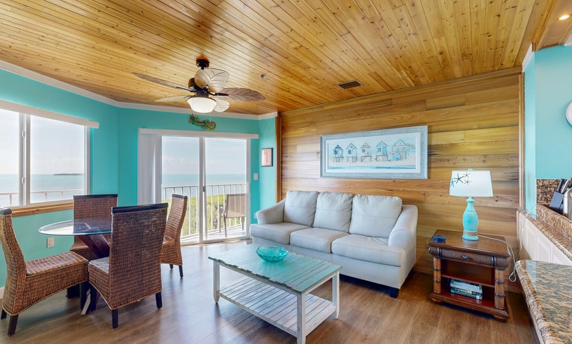 Updated ocean-view condo with 2 balconies, pool, hot tub, W/D, & AC
