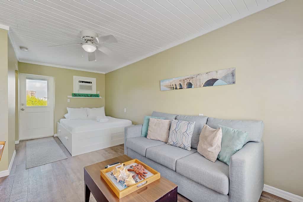 Newly remodeled, bayfront studio with dock, views & open water access