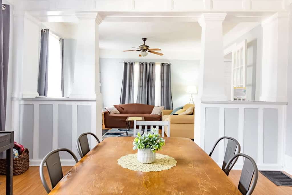 Location is everything in our historic home featuring four spacious bedrooms and two baths. With ample living space and a fenced backyard, it’s perfect for families and pets. Our home is equipped with essential amenities and WFH-ready Wi-Fi. Enjoy being steps away from 7th St Provisions, one of the best restaurants in town, and just a few blocks from veteran-owned Chester BBQ, voted the best BBQ in Columbus! We provide both professional and real-time images from our cleaning team, ensuring you know exactly what to expect. Pet-friendly with a fee!