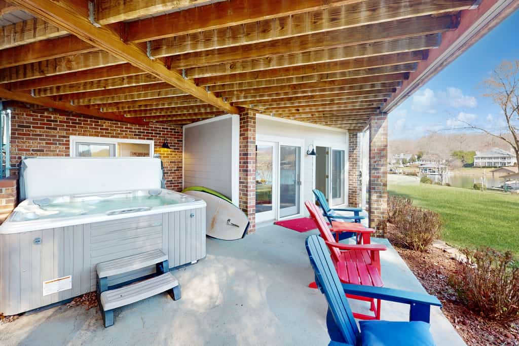 Sail Away - Waterfront home with private beach on the lake, hot tub, & dock