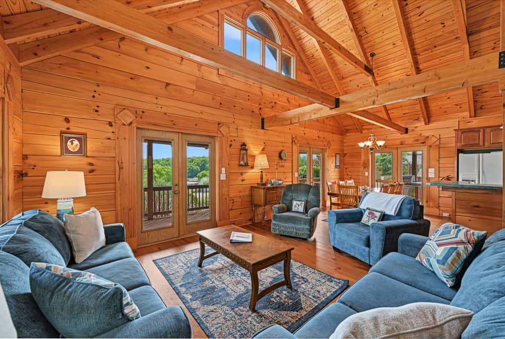 Dog-friendly, lake view cabin w/ furnished decks, Ping-Pong & darts