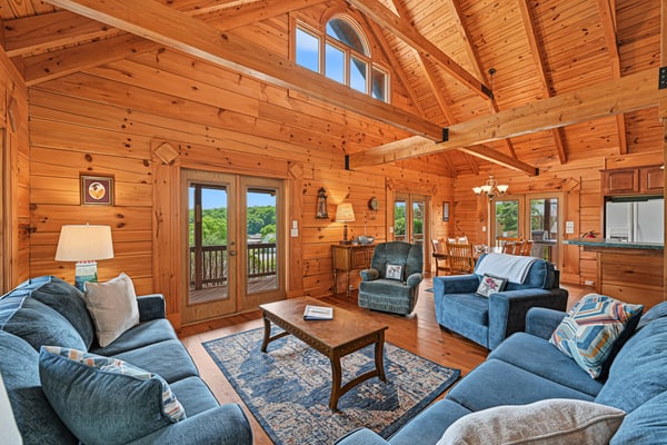 Dog-friendly, lake view cabin w/ furnished decks, Ping-Pong & darts