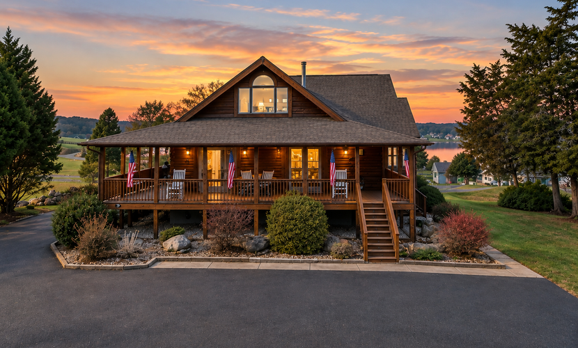 Dog-friendly, lake view cabin w/ furnished decks, Ping-Pong & darts