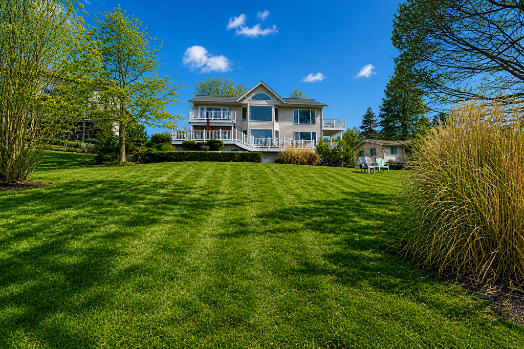 Lakefront retreat with views, hot tub, kid's play area, dock & fiber internet