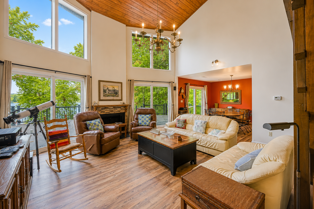 Enchanting lakefront oasis with fire pit, generous patio, dock, & amazing views