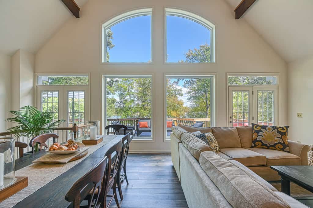 Beautiful lakefront home with fireplace, deck, central AC, & washer/dryer